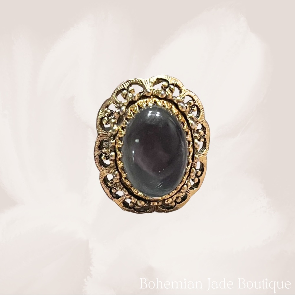 Vintage Adjustable Gold-Toned Jelly Belly Gem Cocktail Ring